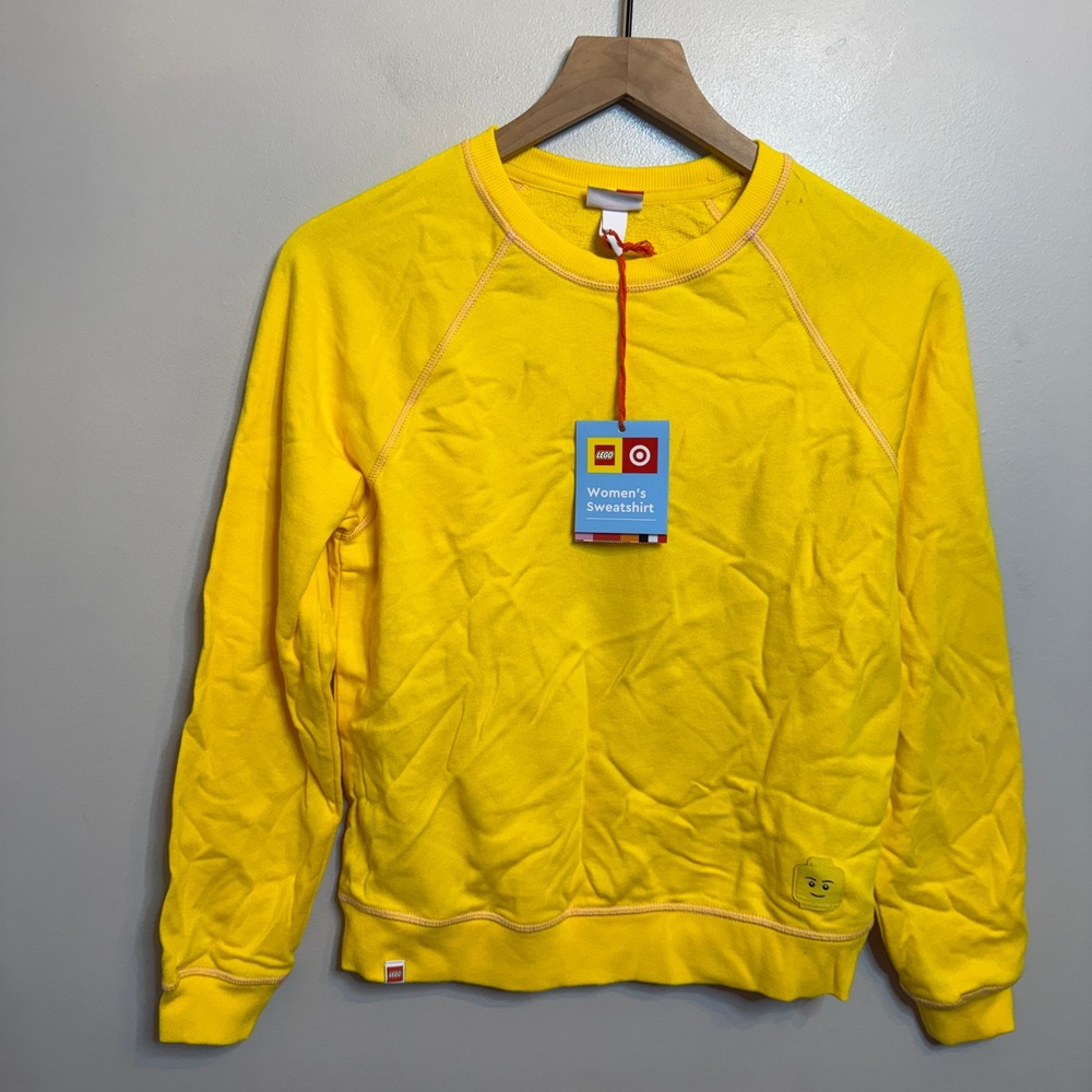 LEGO x Target Women's Raglan Sweatshirt Yellow Minifigure Patch Size XS NWT